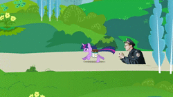 Size: 1920x1080 | Tagged: safe, derpibooru import, edit, edited screencap, screencap, lyra heartstrings, twilight sparkle, human, pony, unicorn, friendship is magic, animated, bag, book, chase, content cop, female, frown, galloping, glare, idubbbz, irl, irl human, looking back, mare, meme, mouth hold, open mouth, photo, running, saddle bag, shitposting, sound, unicorn twilight, walkie talkie, wat, webm, wide eyes