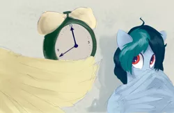 Size: 1280x835 | Tagged: artist:some_ponu, clock, derpibooru import, oc, oc:delta vee, oc:jet stream, pegasus, red eyes, safe, unofficial characters only, wings
