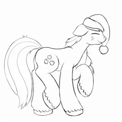 Size: 2000x2000 | Tagged: safe, artist:redquoz, derpibooru import, applejack, earth pony, atg 2020, eyes closed, female, hat, mare, newbie artist training grounds, nightcap, sketch, sleepy, solo, unkempt mane, unkempt tail