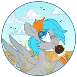 Size: 2000x2000 | Tagged: safe, derpibooru import, oc, oc:shade flash, pegasus, food, ice cream, male, mlem, silly, stallion, tongue out, unshorn fetlocks