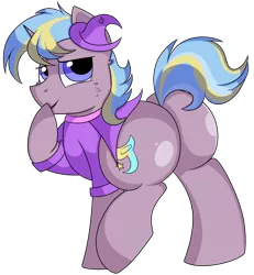 Size: 4800x5200 | Tagged: safe, artist:rainbowtashie, author:bigonionbean, derpibooru import, ms. harshwhinny, trixie, oc, oc:strict talent, earth pony, pony, unicorn, butt, clothes, commissioner:bigonionbean, cutie mark, dummy thicc, extra thicc, flank, fusion, fusion:strict talent, hat, male, plot, rule 63, simple background, stallion, transparent background