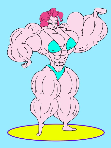 Size: 1536x2048 | Tagged: suggestive, artist:ducklover4072, derpibooru import, pinkie pie, equestria girls, abs, bicep flex, biceps, big breasts, bikini, bodybuilder, breasts, busty pinkie pie, clothes, competitor, fetish, flexing, flexing muscles, looking at you, muscle fetish, muscles, overdeveloped muscles, pinkie pump, swimsuit, thighs