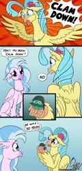 Size: 1000x2088 | Tagged: artist:omny87, breasts, calm down, calm your tits, clam, clam down, comic, confused, cousins, crying, dead, derpibooru import, female, googly eyes, helmet, hippogriff, misunderstanding, my little pony: the movie, press f to pay respects, princess skystar, pun, safe, silverstream, x eyes, yelling