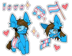 Size: 1305x1006 | Tagged: safe, artist:lacteaspatio, derpibooru import, oc, unofficial characters only, pegasus, pony, image, male, png, pride, pride flag, pride month, safety goggles, simple background, solo, transgender, transgender pride flag, transparent background