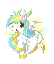 Size: 2448x2927 | Tagged: safe, artist:fireworks sea, derpibooru import, oc, oc:笫曲, dracony, dragon, hybrid, pony, bat wings, wings