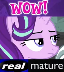 Size: 512x580 | Tagged: caption, derpibooru import, edit, edited screencap, expand dong, exploitable meme, image macro, meme, safe, screencap, shadow play, starlight glimmer, text, wow! glimmer