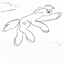Size: 1024x1024 | Tagged: safe, artist:redquoz, derpibooru import, oc, unnamed oc, earth pony, atg 2020, cloud, earth pony oc, flying, illogical, male, newbie artist training grounds, sketch, solo, stallion