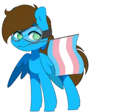 Size: 1765x1628 | Tagged: safe, artist:hellscrossing, derpibooru import, oc, unofficial characters only, pegasus, pony, image, male, png, pride, pride flag, pride month, safety goggles, simple background, solo, transgender, transgender pride flag, transparent background