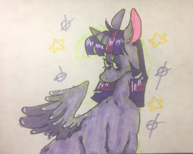 Size: 2048x1636 | Tagged: safe, artist:casketprince, derpibooru import, twilight sparkle, twilight sparkle (alicorn), alicorn, pony, solo, traditional art