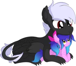 Size: 7413x6473 | Tagged: safe, artist:cyanlightning, derpibooru import, oc, oc:hawk, oc:neon, dracony, dragon, hybrid, pegasus, pony, .svg available, absurd resolution, duo, female, looking at each other, male, mare, simple background, transparent background, vector