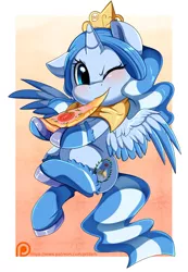Size: 1280x1855 | Tagged: safe, artist:pridark, derpibooru import, oc, oc:princess argenta, ponified, alicorn, pony, argentina, cute, eating, female, filly, food, nation ponies, pizza, solo