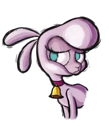 Size: 1297x1500 | Tagged: safe, artist:hitsuji, derpibooru import, pom lamb, sheep, them's fightin' herds, bell, bell collar, collar, community related, frown, image, png, pom pom, simple background, solo, transparent background