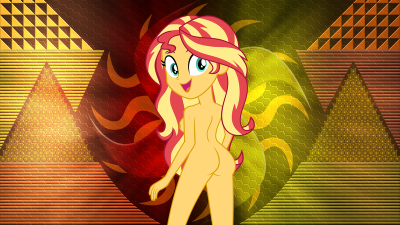 Size: 3840x2160 | Tagged: questionable, artist:alandssparkle, artist:laszlvfx, derpibooru import, edit, sunset shimmer, equestria girls, breasts, butt, female, nipples, nudity, solo, solo female, wallpaper, wallpaper edit, wallpaper for the fearless