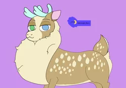 Size: 5000x3500 | Tagged: :3, artist:midnight_mare, community related, deer, derpibooru import, fluffy, heterochromia, looking at you, meta, oc, reindeer, safe, simple background, spots, tfh oc, them's fightin' herds, twitter