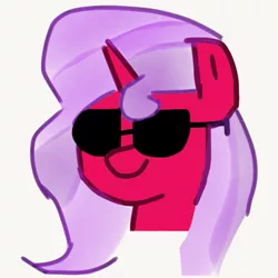 Size: 1087x1087 | Tagged: safe, artist:hazy_reply, derpibooru import, oc, oc:hazy reply, unofficial characters only, pony, unicorn, 1000 hours in ms paint, bust, female, mare, portrait, simple background, solo, sunglasses, white background