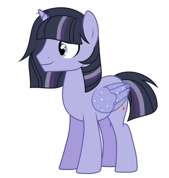 Size: 1405x1475 | Tagged: safe, artist:alphajunko, derpibooru import, oc, oc:moonlight nova, unofficial characters only, alicorn, pony, icey-verse, alicorn oc, alternate hairstyle, commission, horn, magical lesbian spawn, male, missing cutie mark, multicolored hair, offspring, parent:mean twilight sparkle, parent:oc:moonshine twinkle, parents:canon x oc, parents:meanshine, rule 63, simple background, solo, stallion, transparent background, wings