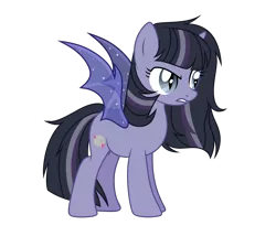 Size: 1776x1521 | Tagged: safe, artist:alphajunko, derpibooru import, oc, oc:moonlight nova, unofficial characters only, alicorn, bat pony, bat pony alicorn, pony, icey-verse, alicorn oc, alternate hairstyle, bat ponified, bat wings, commission, female, horn, magical lesbian spawn, mare, missing cutie mark, multicolored hair, offspring, parent:mean twilight sparkle, parent:oc:moonshine twinkle, parents:canon x oc, parents:meanshine, race swap, simple background, solo, transparent background, wings