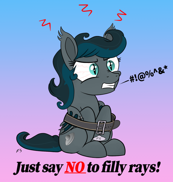 Size: 700x738 | Tagged: safe, artist:flyingsaucer, derpibooru import, oc, oc:flying saucer, bat pony, age regression, angry, bat pony oc, bat wings, collar, female, filly, rule 63, text, transformation, transgender transformation, wings