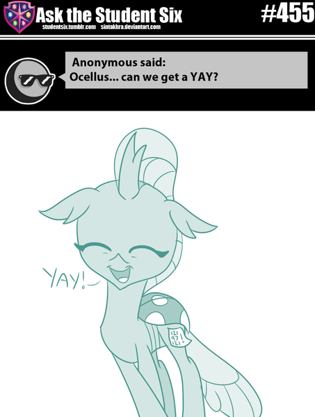 Size: 800x1060 | Tagged: artist:sintakhra, changedling, changeling, cute, derpibooru import, diaocelles, nothing but a cute changeling, ocellus, post-it, safe, sintakhra is trying to murder us, solo, tumblr:studentsix, weapons-grade cute, yay