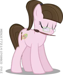 Size: 5439x6440 | Tagged: safe, artist:mrkat7214, derpibooru import, oc, oc:charm palette, unofficial characters only, earth pony, pony, eyes closed, female, glasses, mare, paintbrush, ponytail, simple background, solo, transparent background, vector