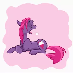 Size: 2048x2048 | Tagged: safe, artist:pfeffaroo, artist:pfeffaroo_art, derpibooru import, fizzlepop berrytwist, fizzypop, tempest shadow, unicorn, alternate hairstyle, broken horn, cute, eye scar, eyes closed, female, horn, lying down, mare, scar, solo, tempestbetes, yawn