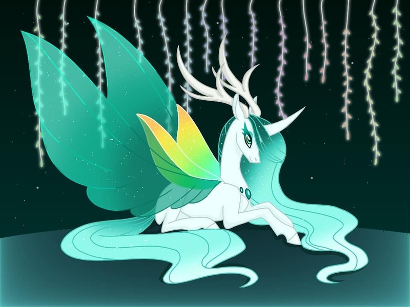 Size: 1024x768 | Tagged: antlers, artist:starry-desire, changedling, changeling, changeling queen, derpibooru import, female, prone, purified chrysalis, queen chrysalis, reformed, safe, solo, source needed, useless source url