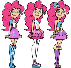 Size: 1280x1220 | Tagged: safe, artist:allie77271, derpibooru import, pinkie pie, equestria girls, boots, clothes, crossover, female, hat, looking at you, shoes, simple background, skirt, standing, style emulation, total drama, total drama island, transparent background