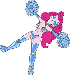 Size: 863x925 | Tagged: suggestive, alternate version, artist:shennanigma, derpibooru import, pinkie pie, equestria girls, boots, breasts, cheerleader, clothes, colored, forced smile, grin, high heel boots, high heels, mind control, pom pom, sex toy, shoes, simple background, slavekini, smiling, solo, swirly eyes, transparent background, vibrator
