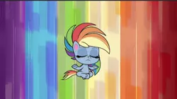 Size: 720x402 | Tagged: safe, derpibooru import, screencap, rainbow dash, pegasus, pony, my little pony: pony life, cute, dashabetes, female, mare, meditating, rainbow background, solo