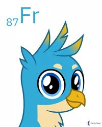 Size: 4000x5000 | Tagged: safe, artist:parclytaxel, derpibooru import, gallus, gryphon, series:joycall6's periodic table, absurd resolution, bust, catbird, chemistry, francium, looking at you, male, periodic table, portrait, simple background, smiling, solo, .svg available, vector, white background