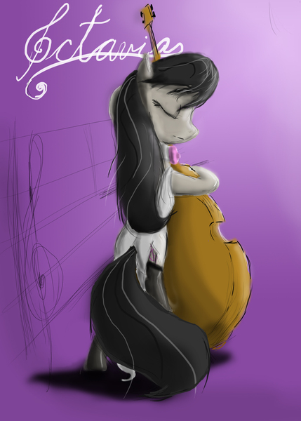 Size: 1500x2100 | Tagged: safe, artist:peperoger, derpibooru import, octavia melody, earth pony, pony, bipedal, cello, clothes, dress, eyes closed, female, mare, musical instrument, solo