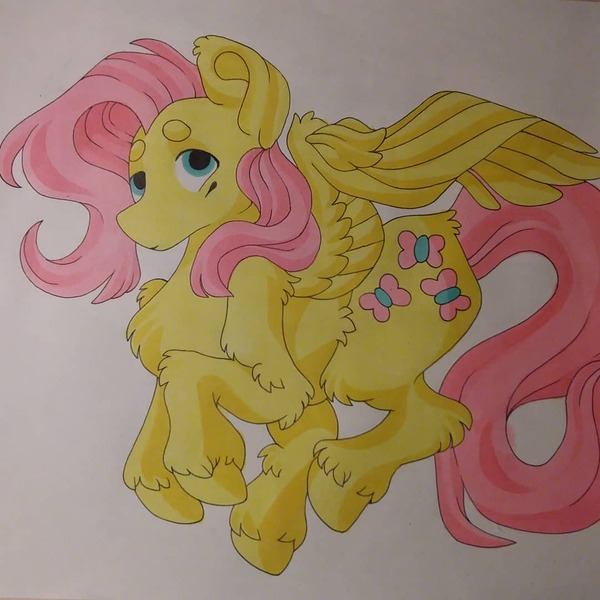 Size: 1080x1080 | Tagged: safe, artist:c_owokie, derpibooru import, fluttershy, pegasus, pony, chest fluff, female, fluffy, mare, solo, traditional art, unshorn fetlocks