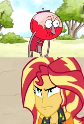 Size: 979x1450 | Tagged: safe, derpibooru import, edit, edited screencap, screencap, sunset shimmer, equestria girls, equestria girls series, forgotten friendship, angry, benson, gumball machine, meme, red face, regular show, shrunken pupils, sunset shimmer hates meme, template, wrong aspect ratio