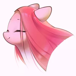 Size: 2502x2502 | Tagged: safe, artist:mirroredsea, derpibooru import, pinkie pie, pony, bust, cute, cuteamena, diapinkes, eyes closed, female, high res, mare, pinkamena diane pie, portrait, smiling, solo, straight hair, windswept mane