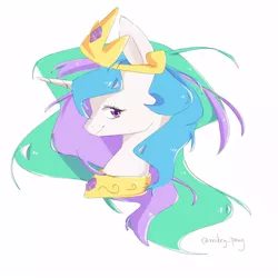 Size: 1000x1000 | Tagged: safe, artist:mikey_pony, derpibooru import, princess celestia, pony, bust, crown, cute, cutelestia, female, jewelry, mare, portrait, profile, regalia, simple background, solo, white background