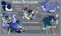 Size: 2048x1229 | Tagged: safe, artist:hakkerman, derpibooru import, oc, oc:aviera betelgeuse, unofficial characters only, bat pony, bird, pony, bat pony oc, bat wings, reference sheet, wings