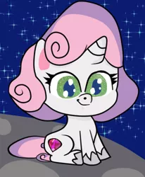 Size: 428x520 | Tagged: safe, artist:sweetai belle, derpibooru import, sweetie belle, unicorn, my little pony: pony life, cute, diasweetes, female, filly, moon, smiling, space