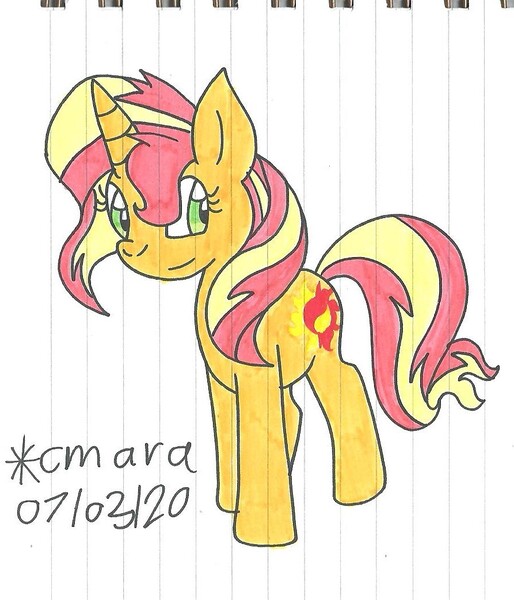 Size: 893x1043 | Tagged: safe, artist:cmara, derpibooru import, sunset shimmer, pony, unicorn, cute, female, mare, shimmerbetes, solo, traditional art