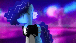 Size: 1920x1080 | Tagged: safe, artist:bastbrushie, derpibooru import, oc, oc:brushie brusha, earth pony, 80s, animated, blue mane, blurred background, blurry, city, clothes, colored, cute, cutie mark, dancing, eyes closed, hair, jacket, loop, mane, music, neon, nose, palm, palm tree, pink, planet, purple, purple background, pyramid, retro, retrowave, shirt, simple background, smiley face, smiling, solo, sun, synthwave, tree, t-shirt, vest, webm