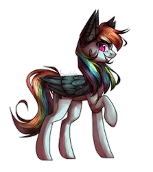 Size: 1035x1161 | Tagged: safe, artist:paintpalet35, derpibooru import, rainbow dash, pegasus, pony, elements of insanity, corrupted, female, mare, rainbine, rainbine ears, simple background, solo, transparent background