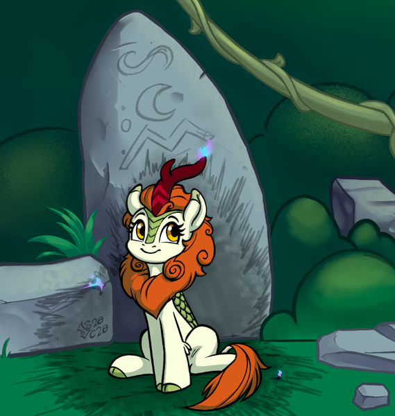 Size: 778x821 | Tagged: artist:soulcentinel, autumn blaze, awwtumn blaze, carving, cute, derpibooru import, female, implied nirik, kirin, safe, solo, stone