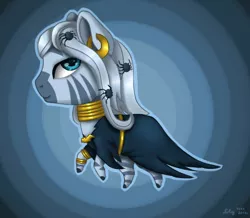 Size: 540x470 | Tagged: artist:nastya-lazy-cat, chibi, clothes, costume, derpibooru import, female, nightmare night, nightmare night costume, safe, solo, spider, zebra, zecora