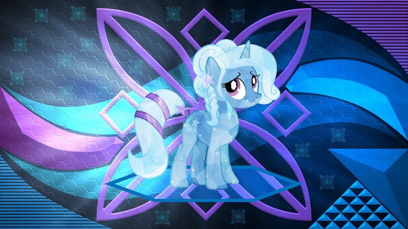 Size: 3840x2160 | Tagged: safe, artist:laszlvfx, artist:tzolkine, derpibooru import, edit, trixie, crystal pony, pony, crystallized, solo, wallpaper, wallpaper edit