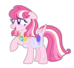 Size: 1024x941 | Tagged: safe, artist:yourrdazzle, derpibooru import, oc, pegasus, pony, bag, female, magical lesbian spawn, mare, offspring, parent:fluttershy, parent:twilight sparkle, parents:twishy, saddle bag, simple background, solo, transparent background