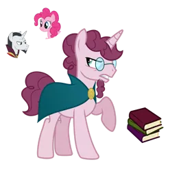 Size: 1280x1288 | Tagged: safe, artist:tenderrain46, derpibooru import, chancellor neighsay, pinkie pie, oc, unicorn, crack ship offspring, crack shipping, glasses, male, offspring, parent:chancellor neighsay, parent:pinkie pie, shipping, simple background, solo, stallion, transparent background