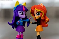 Size: 1024x681 | Tagged: safe, artist:artofmagicpoland, derpibooru import, sunset shimmer, twilight sparkle, twilight sparkle (alicorn), alicorn, equestria girls, dancing, doll, equestria girls minis, photo, toy