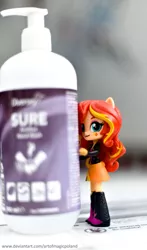 Size: 1024x1737 | Tagged: safe, artist:artofmagicpoland, derpibooru import, sunset shimmer, equestria girls, coronavirus, covid-19, doll, equestria girls minis, photo, solo, toy, wash your hands