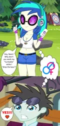 Size: 460x961 | Tagged: suggestive, derpibooru import, edit, edited screencap, editor:ah96, screencap, neon lights, rising star, vinyl scratch, equestria girls, friendship games, legend of everfree, #neon likes, aroused, belly button, breast edit, breasts, busty vinyl scratch, cleavage, clothes, cropped, eye, eyes, female, imminent sex, implied boobgrab, implied sex, male, midriff, shipping, short shirt, speech bubble, sports bra, straight, sunglasses, thought bubble, vinylights