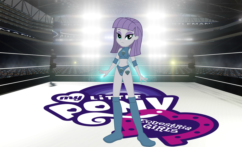 Size: 2875x1746 | Tagged: suggestive, derpibooru import, maud pie, equestria girls, breasts, equestria girls logo, solo, sports, wrestler, wrestling, wwe