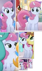 Size: 379x642 | Tagged: safe, derpibooru import, screencap, bunny moon, cantaloupe (character), cornsilk, granny smith, nougat praliné, unnamed character, unnamed pony, earth pony, pony, unicorn, my little pony: the movie, background pony, collage, cropped, different cutie marks, female, mare, we got this together